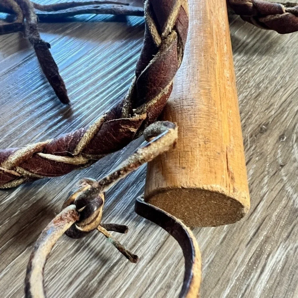 Vintage Leather &‎ Wood Braided Whip – Western Decor or Costume Prop Cosplay